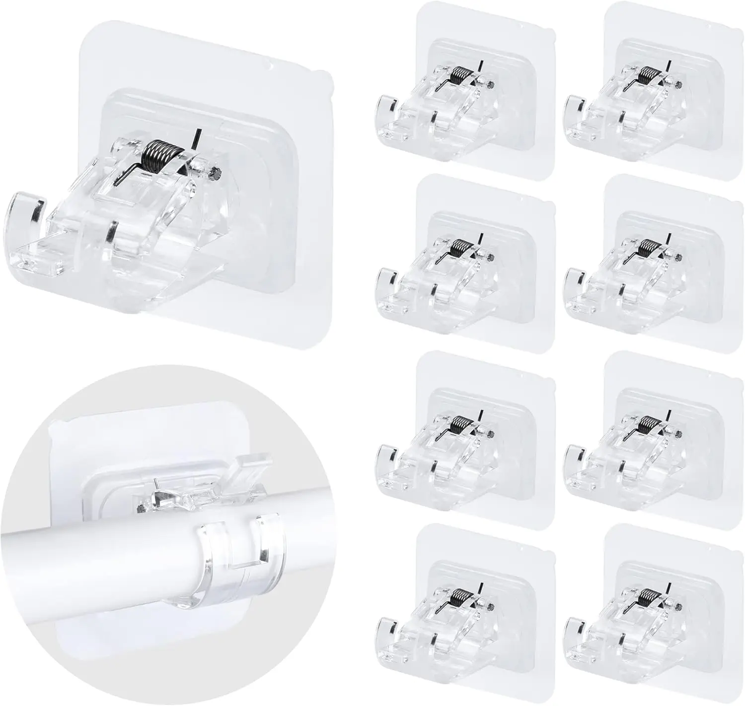 No Drill Needed Curtain Rod Holders, Enhanced Self Adhesive Rod Brackets, Multipurpose Nail-Free Stick on Curtain Rod Hooks, Curtain Hangers for Dorm, Bathroom, Bedroom, Livingroom Decor