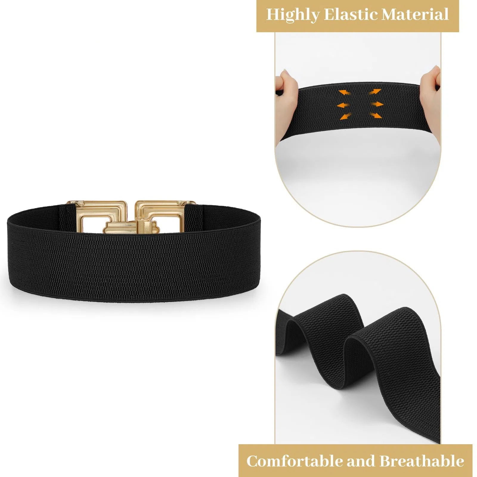 XZQTIVE Wide Elastic Belts for Women Dresses Black Waist Corset Belt for Women Fashion Wide Stretchy Belts SpringStatements