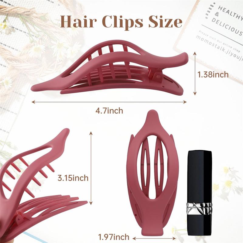 French Flat Hair Clips for Women - 6-piece suit Flat Claws for Thin Thick Hair Strong Hold No Slip Grip Hair Claw Clips Hairpins for Women Girls