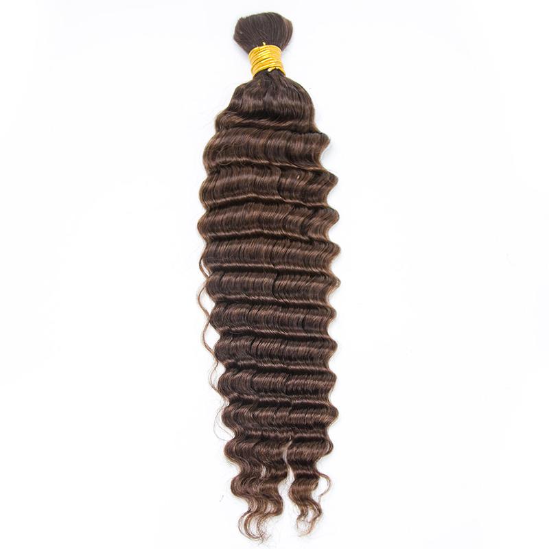 YWIGS #4 Medium Brown Deep Wave Bulk Hair Extensions for Braiding 100g Per Bundle YWIGS #4 Medium Brown Deep Wave Bulk Hair Extensions for Braiding 100g Per Bundle