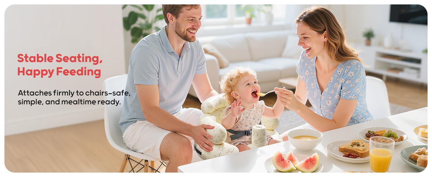 QPAU Inflatable Baby Seat with Safety Harness for Babies 3 Months & Up, Baby Floor Seats for Sitting Up, Baby Seats for Infants, Blow Up Baby Chair with Built in Air Pump (Dinosaur)