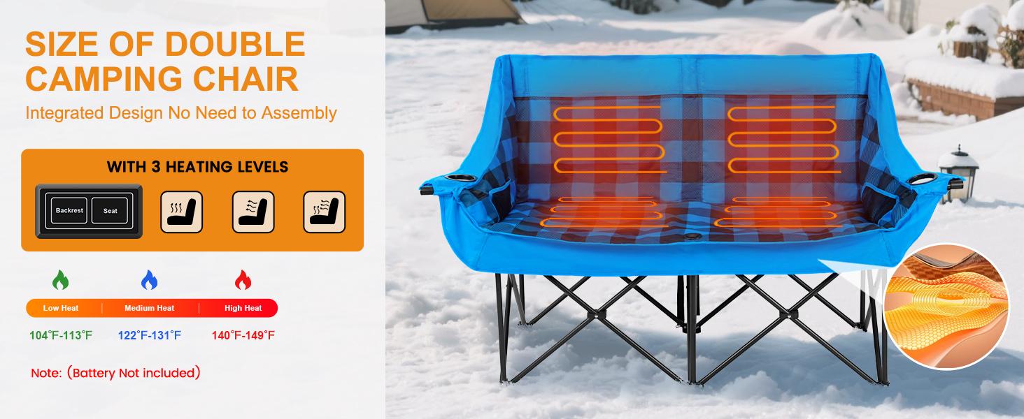 SLSY XXL Oversized Heated Double Camping Chair, Folding 2 Person Camping Couch Loveseat,Heating Padded Chairs with 3 Heat Levels Carrying Bag Lawn Chairs SLSY XXL Oversized Heated Double Camping Chair, Folding 2 Person Camping Couch Loveseat,Heating Padded Chairs with 3 Heat Levels Carrying Bag Lawn Chairs
