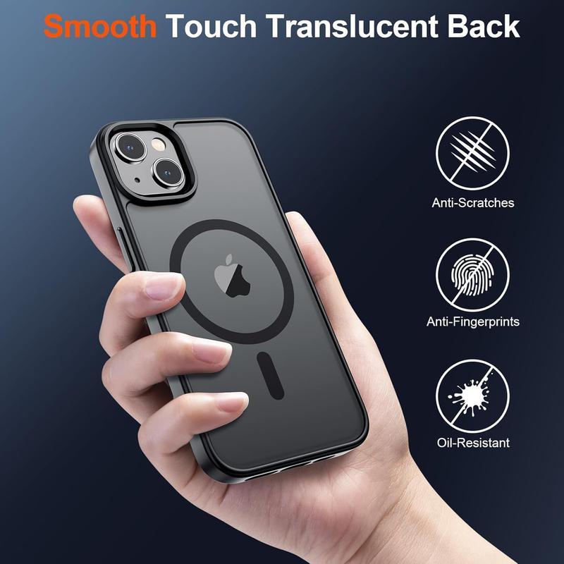 Magnetic for iPhone 17/16/15/14/13/12/11 series Case  (Compatible with MagSafe)(10 FT Military Grade Drop Protection) Slim Translucent Matte Shockproof Phone Cover