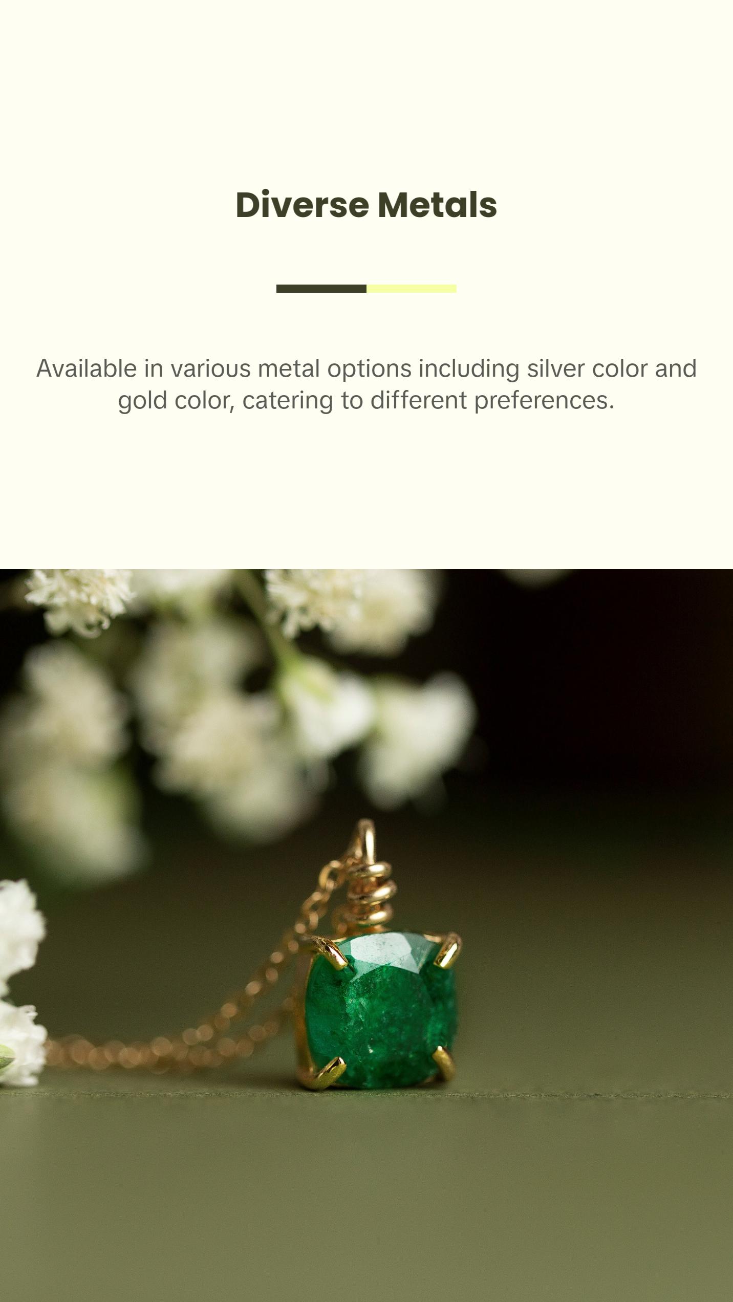 The Ashlynn Natural Emerald Necklace - 8mm, 16" Length, Handmade in USA