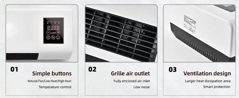 TazTir Wall-Mounted Heater 1200W for Indoor Use with Remote & Touch Control 6-Hour Timer Overheat Protection Tool-Free Install for Bedroom Bathroom Garage Office