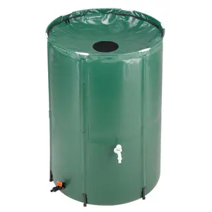 Collapsible Rain Barrel Water Collection System - 100 Gallon Portable Water Storage Tank,Foldable Rainwater Collect System Downspout, Water Catcher Container with Filter, Spigots＆Overflow Kit