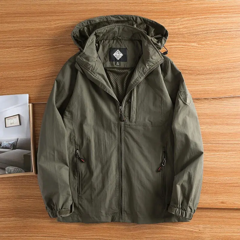 Autumn Men's Hiking Waterproof Jackets Men Outdoor Quick Dry Sports Climbing Hooded Coats Men Breathable Windbreaker Jackets 5XL jaket