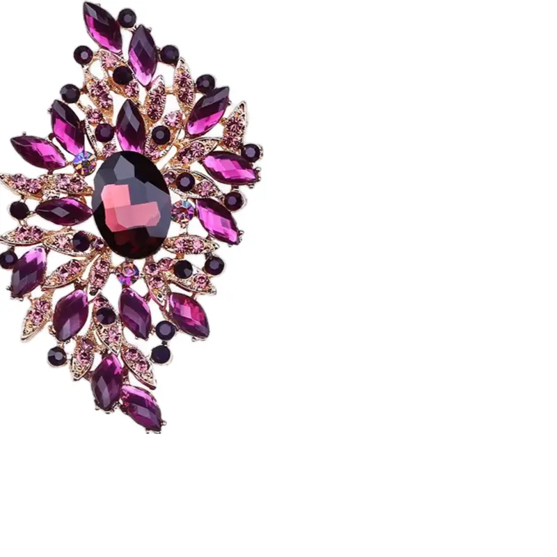 Elegant Brooches with Purple Crystal Accents and Gold Tone Setting for Stylish Outfits
