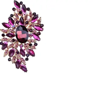 Elegant Brooches with Purple Crystal Accents and Gold Tone Setting for Stylish Outfits
