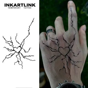 INKARTLINK Magic Tattoo 2 Sheets, Waterproof, Semi-permanent, Long-lasting, Temporary, Simple Fake Tattoo Sticker, Love Lightning, Juice, Art, Party