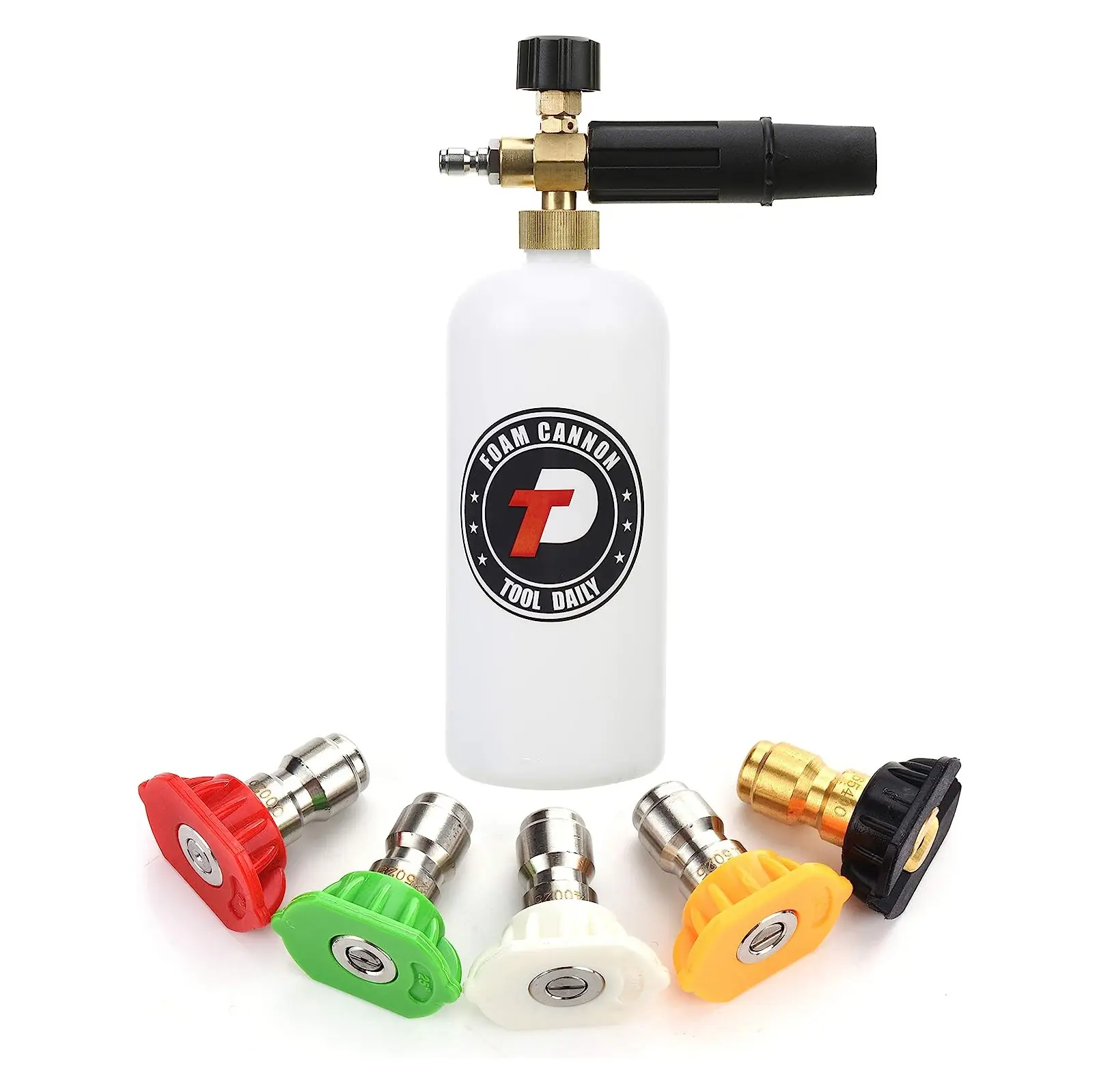 Tool Daily Pressure Washer Foam Cannon, 1L Adjustable Foam Lance (1000-3000 PSI), 1/4 Inch Quick Connector, 5 Nozzle Tips for Car Washing & Detailing, DealsForYouDays