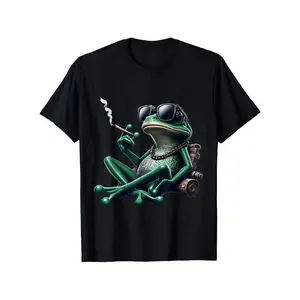 Nice Frog Weed Hippie Hot Funny Frog Smoking Funny T-Shirt for Men Women Couple