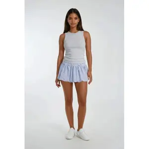 Pleated Bow Gingham Mini Skirt