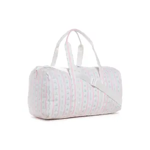 TRVL Weekender Duffel Bag - Ribbon Floral Pink | Multifunctional Spacious Waterproof Duffel Bag with Removable Shoulder Strap & Two-Way Zipper – Ideal for Diaper Bag, Weekend Trips, School, Outdoor Travel & Everyday Carry