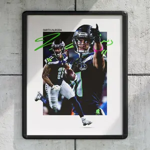 Jaxon Smith-Njigba Seattle Football Poster, Sports Wall Decor Print, (Unframed), Rolled Posters