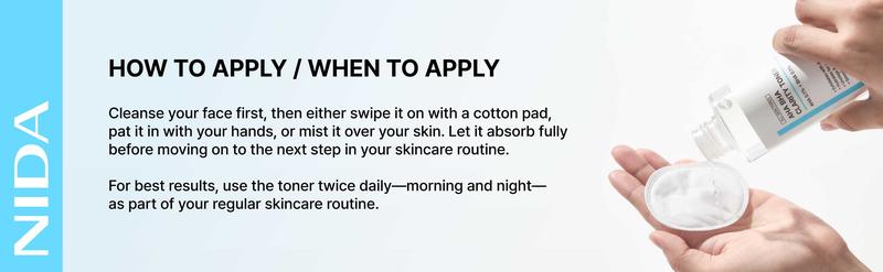 NIDA AHA BHA Clarity Toner Daily Exfoliant Skincare Soothing