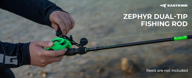 KastKing Zephyr Dual Tip Fishing Rod, Lightweight KastFlex IM6 Graphite Spinning & Casting Rod, Fuji O-Ring Guide, Dual Tips Section for Different Powers, Drop Shot Hook Keeper, EVA Grip