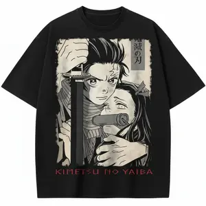 Tanjiro and Nezuko-Inspired T-Shirt, Demon Slayer Fan Made Shirt, Gothic High Quality Trending Anime Graphic Tee Unisex - Menswear & Womenswear Tops - Casual Cotton Crewneck Short Sleeve Fitted Printed Streetwear