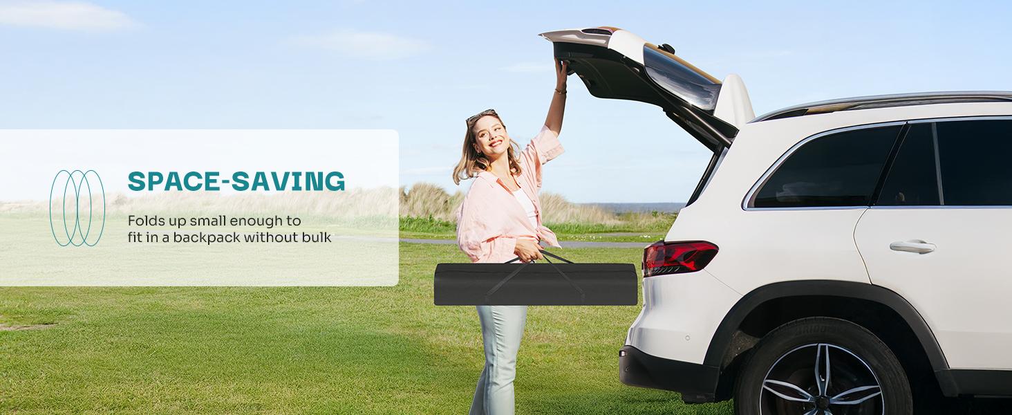 Double Hammock With Carry Bag, With Space-Saving Stand, Heavy-Duty Steel Frame, 450 Lb. Load Capacity, Easy To Assemble, For Patio, Park, Outdoors