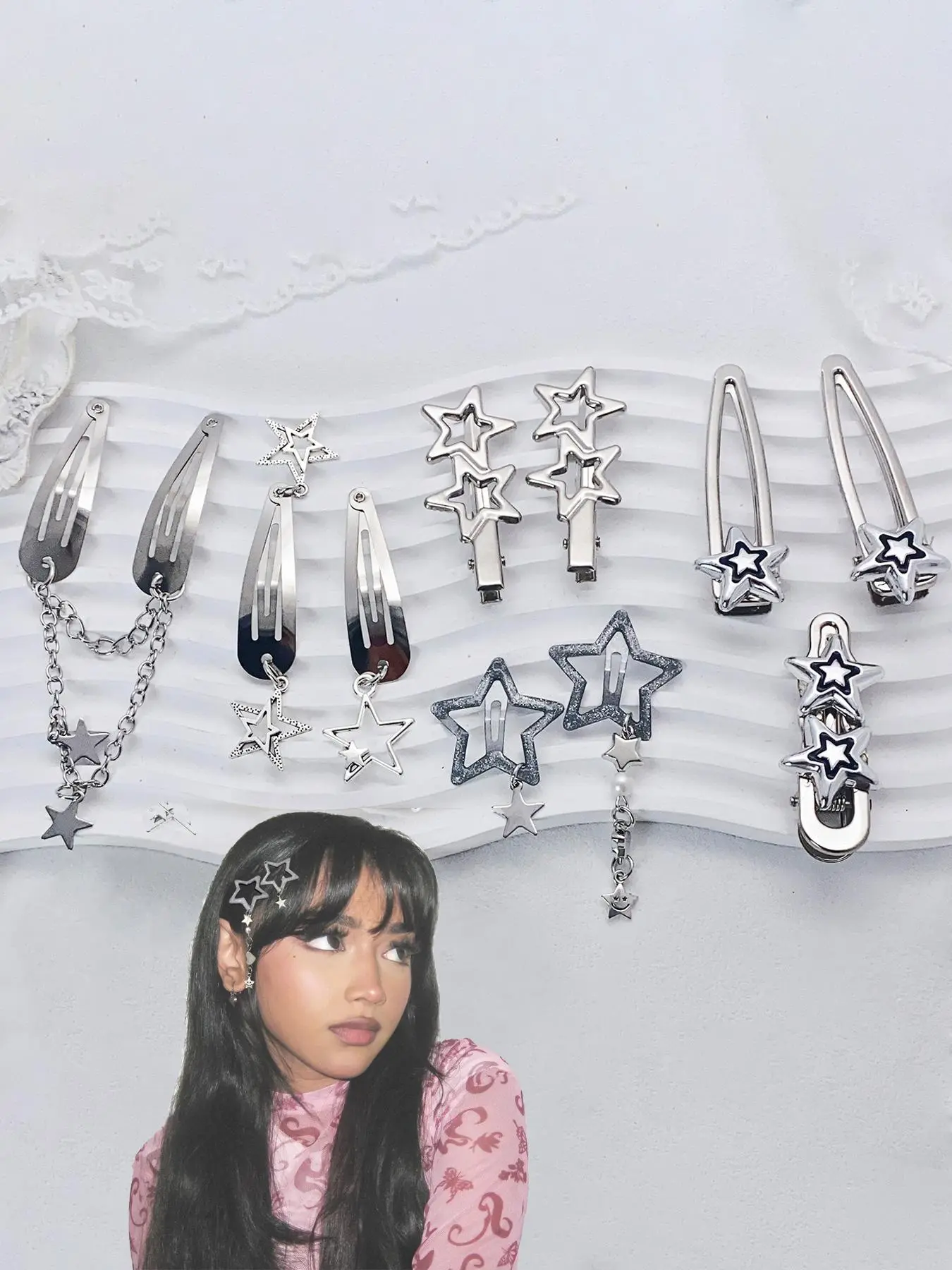 Cute Star Design Decorative Hair Clips, Super Cute Clips, Fun Hair Clips, Fashionable Hair Accessories for Women, Y2K Style Hair Clips for Party & Daily Use, Hair Clip In, Birthday Gift