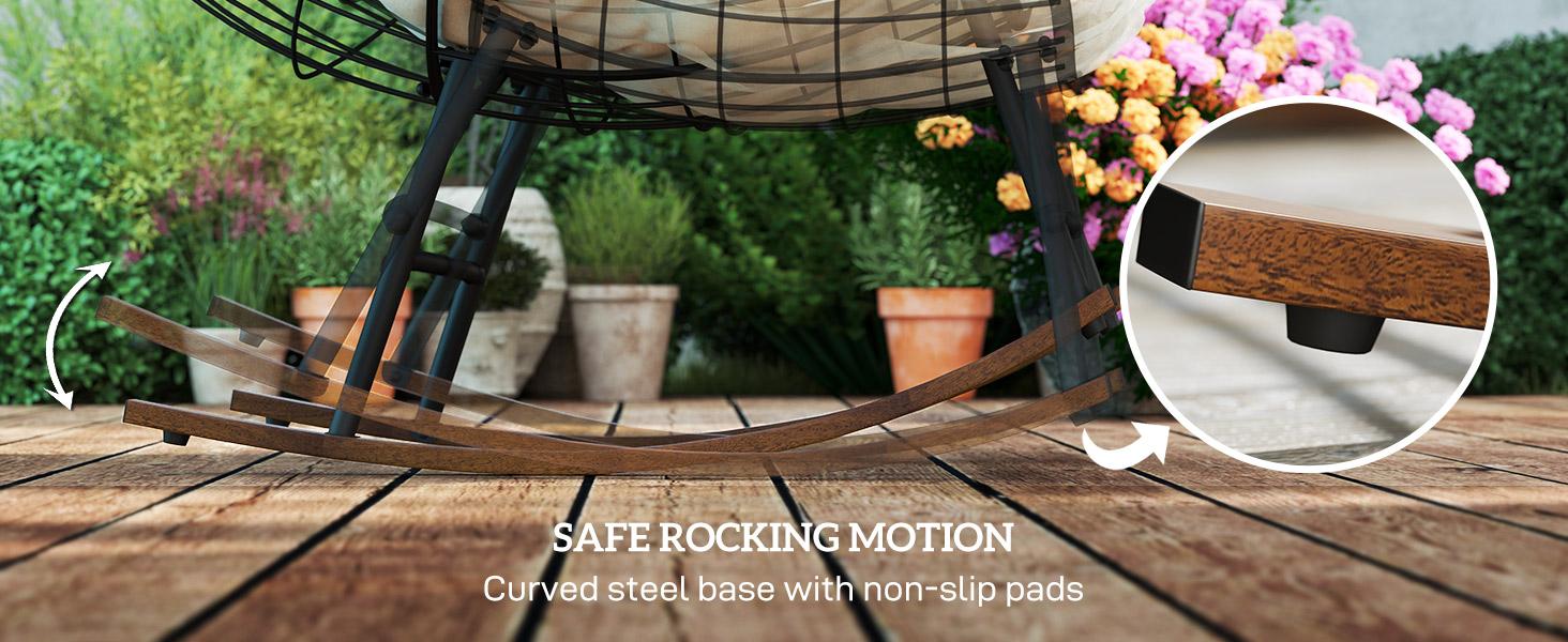 Outsunny Outdoor Rocking Chair Set of 2, Oversized Rocking Papasan Chairs with Cushions, Steel Frame, Comfy Rockers for Patio Porch Lawn Garden, Black