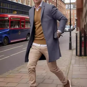 Trench Coat Men's Woolen Reversible Woolen Coat Trendy Woolen Coat