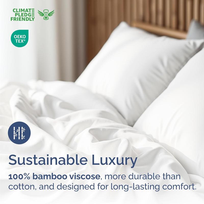 Bamboo Sheet Set - 100% Rayon From Bamboo, Cooling & Breathable, Moisture-Wicking, Lightweight, Machine Washable