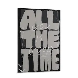 Modern Christian Wall Decor With "GOD. ALL. THE TIME. & GOOD. ALL. THE TIME. FAITH. ALL. THE TIME." - Black & White Minimalist Bible Verse Poster Inspirational Scripture Canvas Print For Home, Church, Office - Ideal Gift For Bedroom