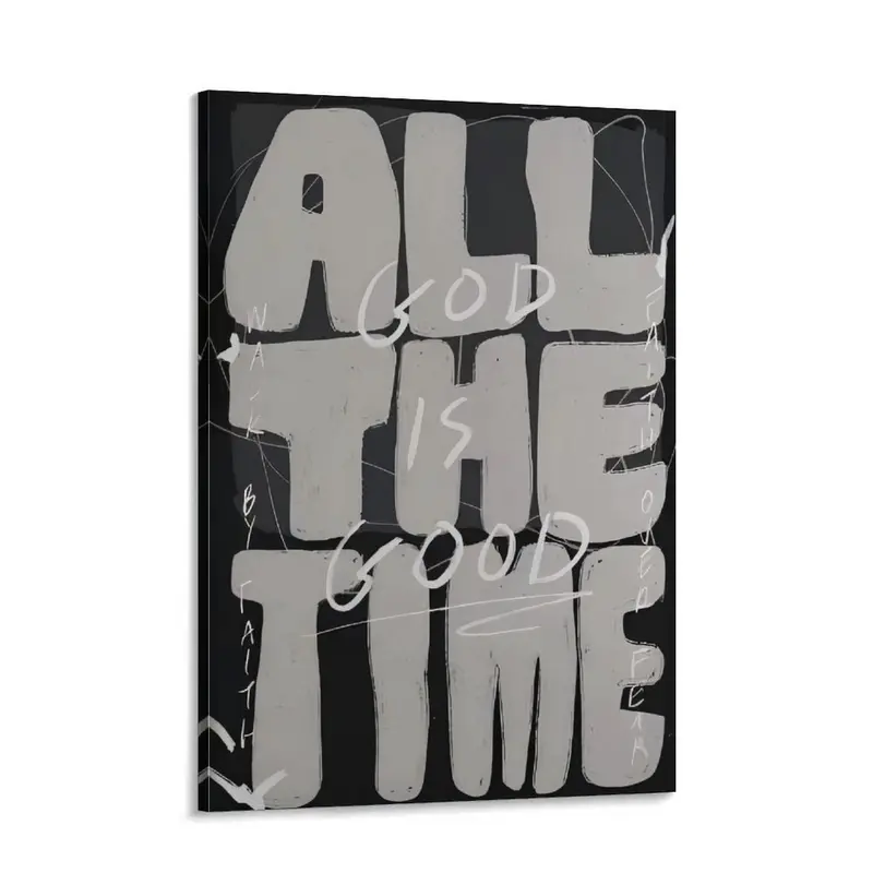 Modern Christian Wall Decor With "GOD. ALL. THE TIME. & GOOD. ALL. THE TIME. FAITH. ALL. THE TIME." - Black & White Minimalist Bible Verse Poster Inspirational Scripture Canvas Print For Home, Church, Office - Ideal Gift For Bedroom