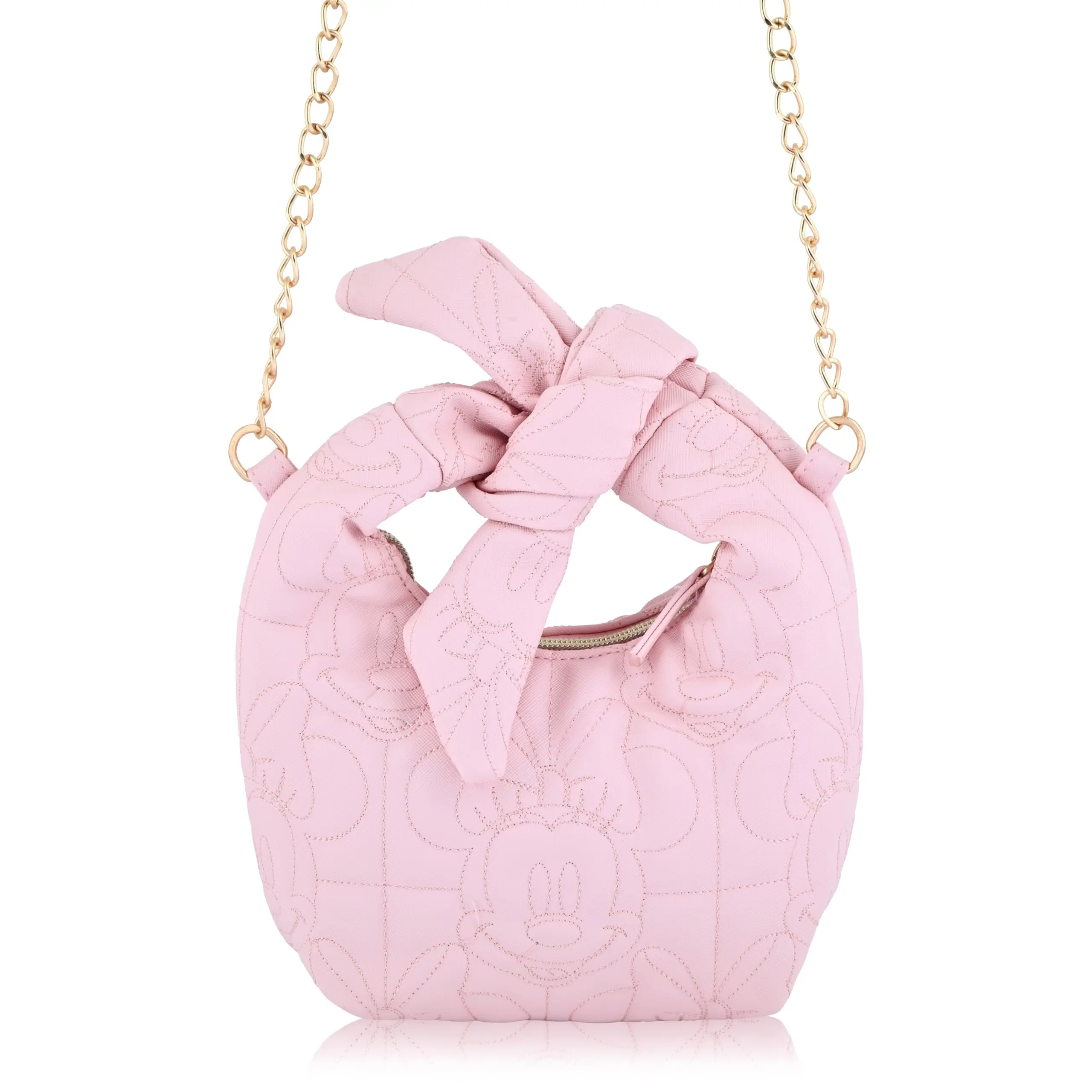 Fast Forward Disney Minnie Mouse Mini Hobo Handbag for Women | Small Quilted PU Shoulder Bag with Detachable Strap & Chain Detail | Minnie Purse, Crossbody Handbag, Lightweight Fashion Tote