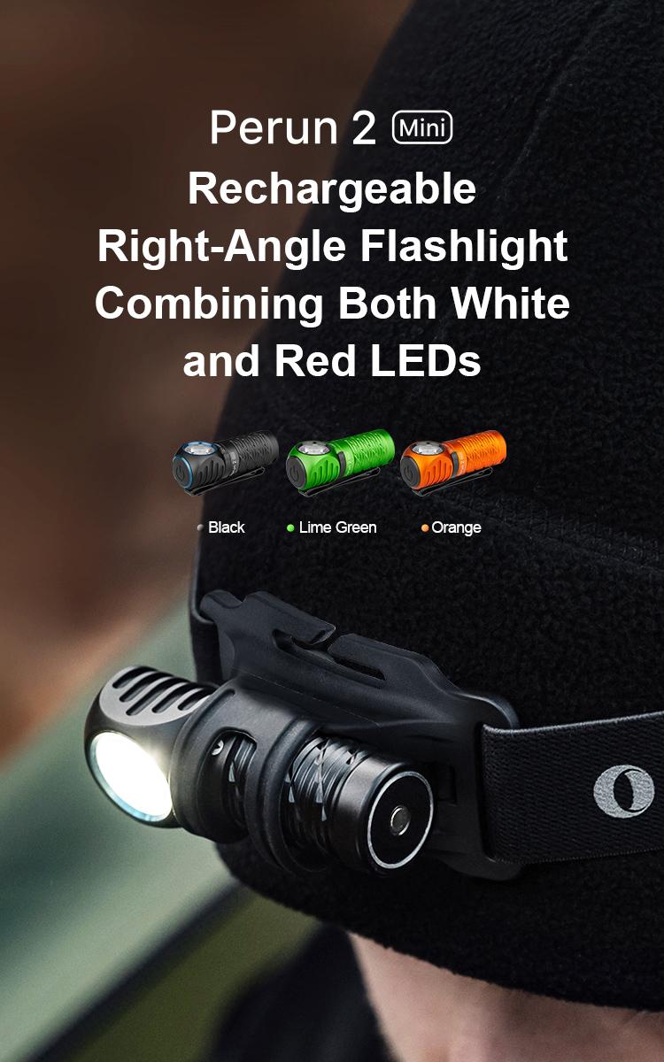 OLIGHT Perun 2 Mini 1100 Lumens Rechargeable Headlamp, Right Angle Flashlight with Headband for Camping, Running, Outdoor