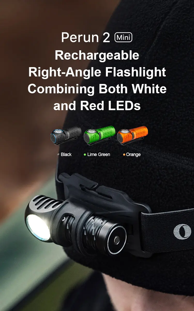 Product Introduction of OLIGHT Perun 2 Mini 1100 Lumens Rechargeable Headlamp, Right Angle Flashlight with Headband for Camping, Running, Outdoor 1