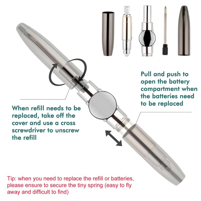 Fidget Spinner Pen Metal Ballpoint, Stress Relief Rotating Pen with LED Light, Writing Pen, Help ADHD Stress Reducer Ballpoint Pen Gift Pen Anti Anxiety, Office Stationery & Supplies, Office Accessories Fidget Spinner Pen Metal Ballpoint, Stress Relief Rotating Pen with LED Light, Writing Pen, Help ADHD Stress Reducer Ballpoint Pen Gift Pen Anti Anxiety, Office Stationery & Supplies, Office Accessories
