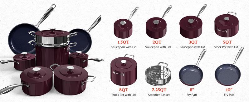 Deluxe PFAS-Free Ceramic Non-Stick Cookware That Doesn’t Peel or Burn Food (13-Piece Set)