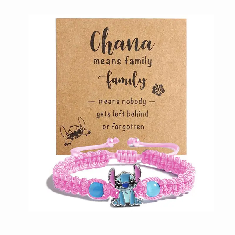 Disney Stitch Knitted Bracelet, Adjustable Hand‑Woven Rope Bracelet, Cartoon Character Jewelry Gift for Women Girls Fans