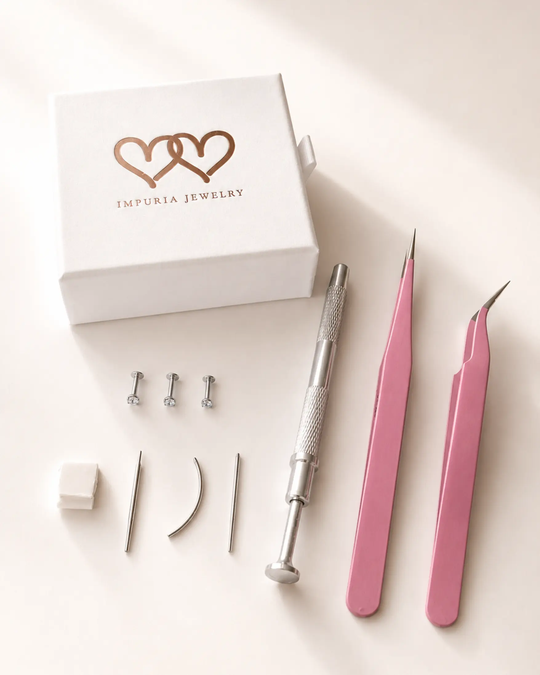 The Easy Flat Back Stud Starter Set | Piercing Insertion Tool Kit | Trio Cartilage Earring Bundle