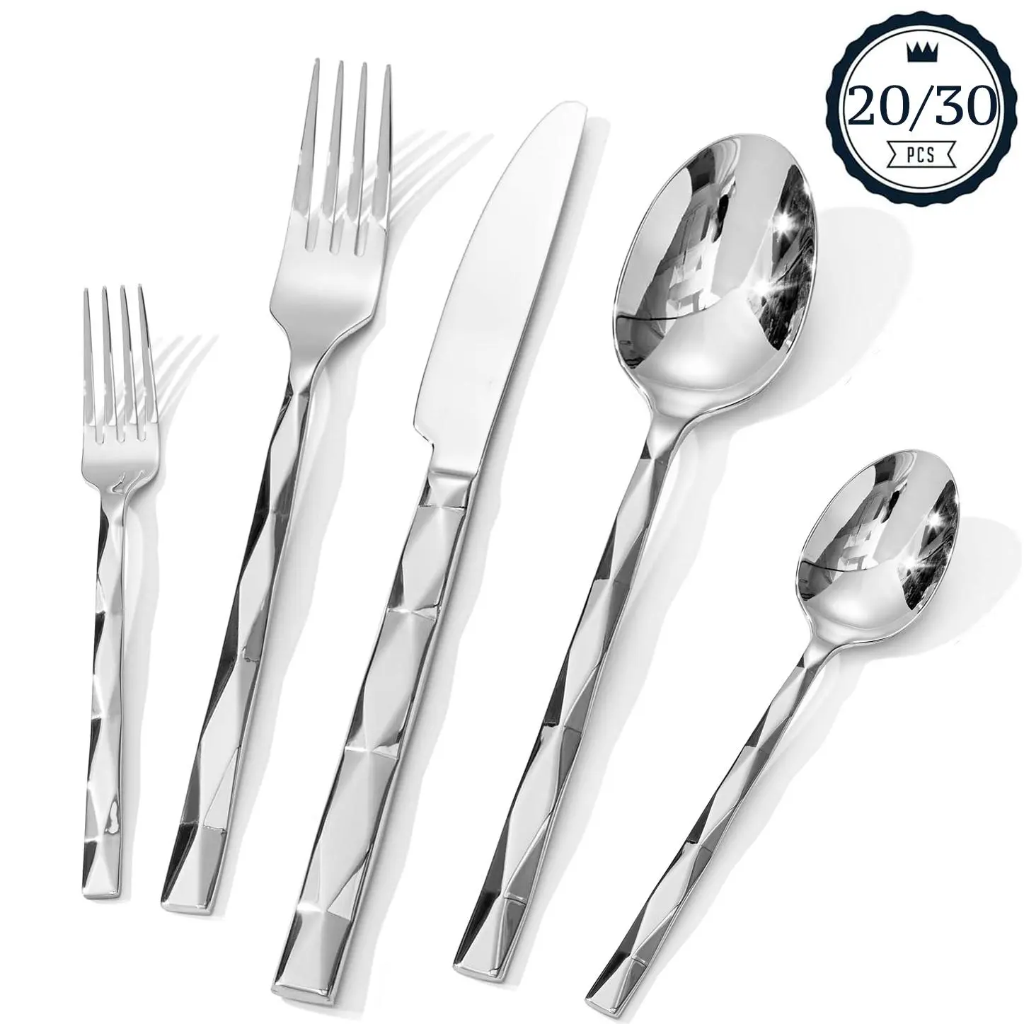 Stainless Steel Cutlery Set, 20/30pcs/set Including Forks Spoons and Knives Set, Elegant Tableware Set, Modern Tableware Sets for Kitchen & Home & Wedding & Party, Dinnerware Service Set, Dinner Sets, Utensils