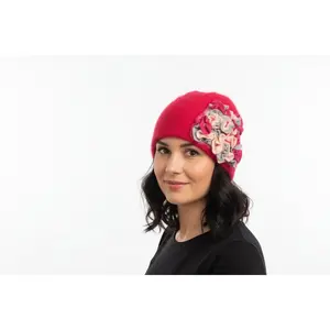 Hot Pink Hand-Felted Angora Beanie