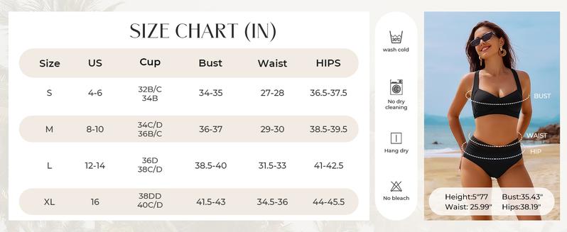 Hanna Nikole Women's Bikini Suit High Cut 2 Piece Swimsuit Gathered Modest Swimsuit Knotted Font Cross Cross