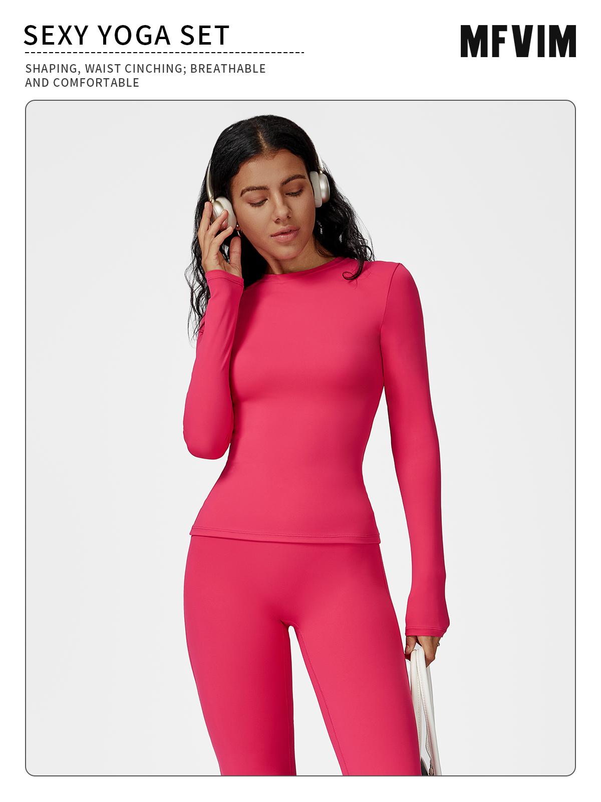 MFVIM Women's Sporty Tracksuit Set - Pink Athletic Wear for Gym & Daily Activities - Round Neckline & Plumps Up Buttoc Line - Breathable Fabric - Comfortable Two-Piece Set SpringStatements