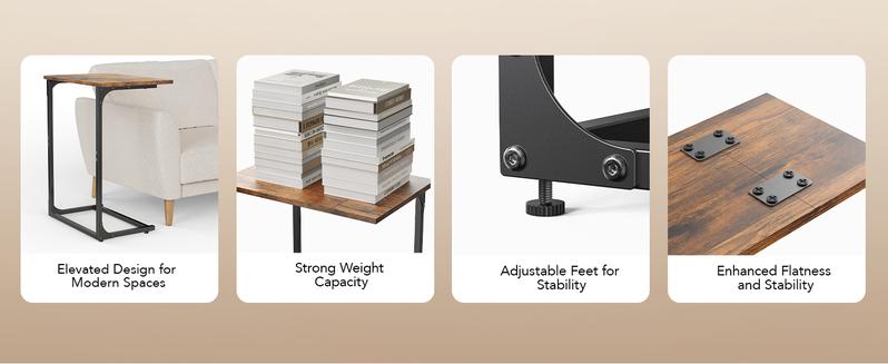 Pipishell End Table C-Shaped, Sofa Side Table，Bedside Table，27 inches High, Side Table for Couch Slide Under, Modern Nightstand,   for Living Room, Bedroom wooden#TikTokShopBlackFriday