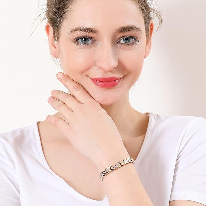 SGGUI Energy Magnet Bracelet, Eco-Friendly Ultra Strength Magnetic Bracelet with 3500 Gauss Magnets & Sparkling Cubic Zirconia, Charm Bracelet Modern Fashion Accessories Jewelry Gift Valentine's Day gifts New year