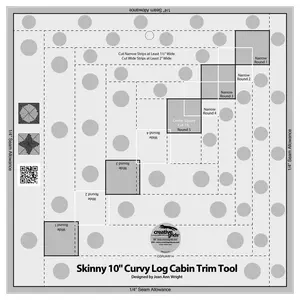 Creative Grids 10in Curvy Log Cabin Trim Tool Quilt Ruler – CGRJAW14 – Made in USA, 10-1/2in x 10-1/2in, Non-Slip Grip Acrylic Quilting, Sewing, Crafting, Patchwork Ruler & Template