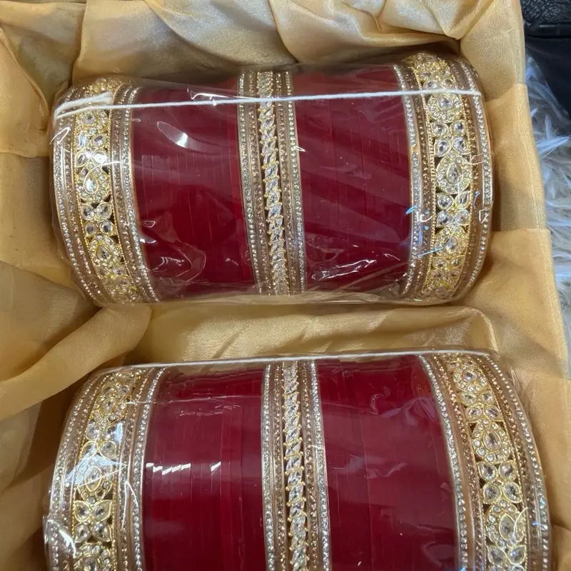 Traditional Beautiful Punjabi Chuda Bangles Set for Newly Married Bride Elegant Bridal Jewellery with Decorative Design for Indian Weddings