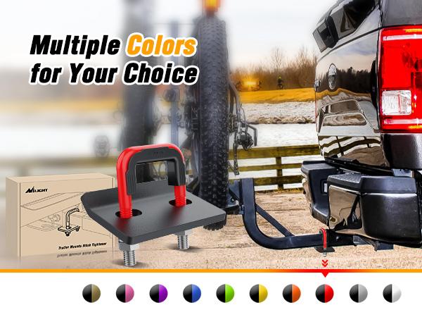 Nilight Trailer Hitch Tightener for 2 Inch Hitches Mount Anti Rattle Heavy Duty Steel with Rubber Cover Red U Bolt Matte Black Plate Electrophoresis Anti-Rust Triple Protective