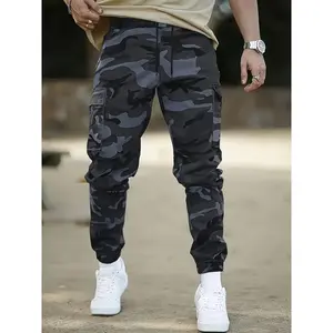 1pc Men'S Casual Cargo Pants with Camouflage Print, Drawstring Waist, Multiple Pockets - Ideal for Outdoor Activities and Weekend Wear, Wear|Camouflage Print Pants|Functional Pockets,