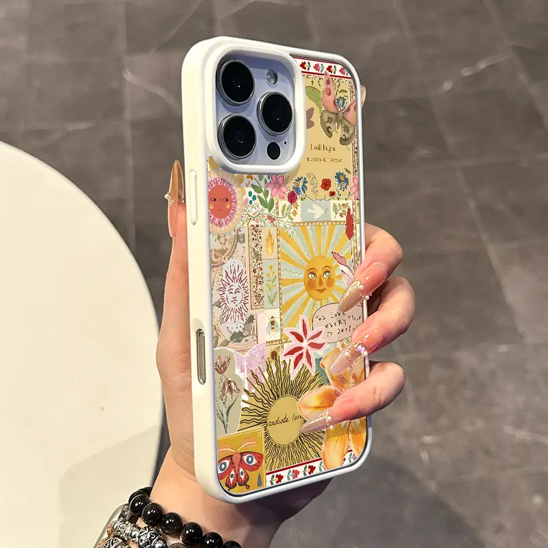 Chic Magnetic Case for iPhone11/12/13/14/15/16/17promax Sunflower Collage MagSafe Ready, Anti-Slip, Ultra Thin |   Aesthetic Touch for Daily Use