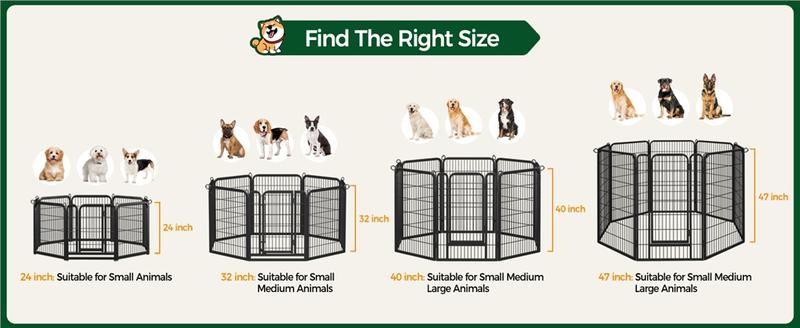 【Valentine Gift】Yaheetech Dog Playpen 6/8/12/16 Panels Metal Pet Playpen, Outdoor Indoor Dog Exercise Barrier Fence, 24/32/40/47 inch