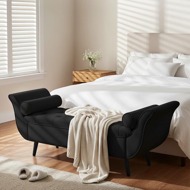 SZLIZCCC 65 "Storage Chair, Velvet Ottoman Chair, Bed End Stool With Storage Space, Suitable For Bedroom, Living Room, Entrance