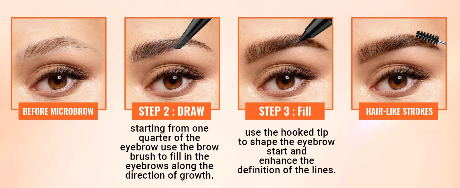 iMethod 4D Brow Pen, 2-in-1 Eyebrow Pencil with Waterproof Microblading and Dual-Ended Eyeliner Brush for Natural Brow Makeup and Eyelash Line